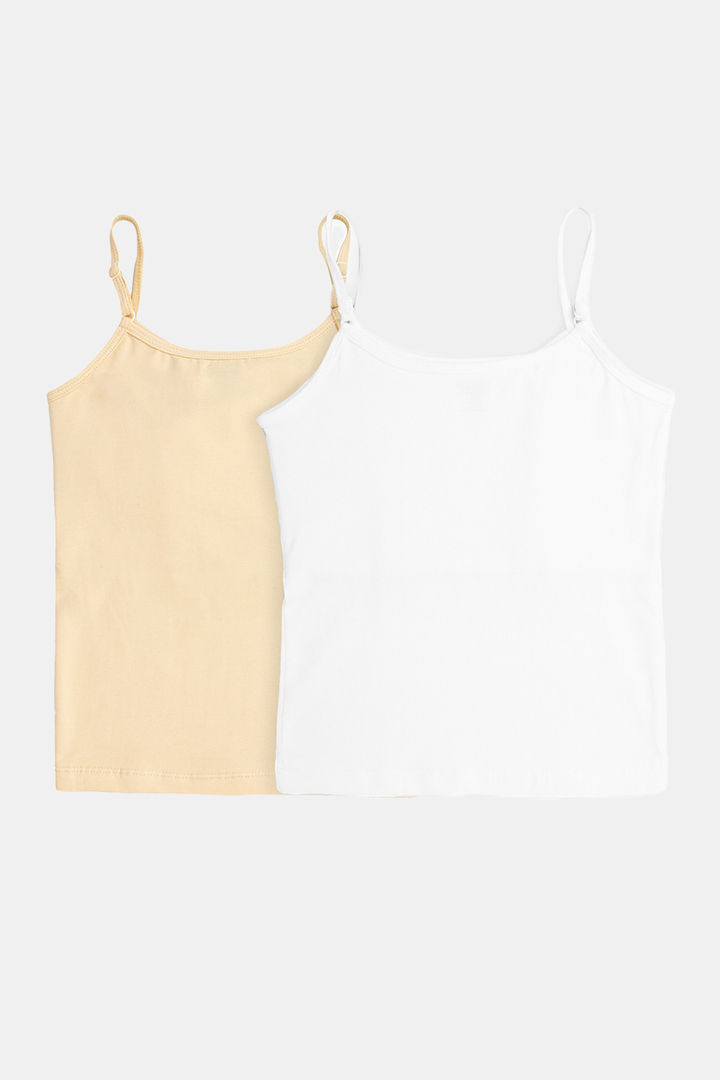YouGotPlanB Girls Cotton Padded Camisole (Pack of 2) - Multicolor — image 2
